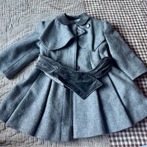 VTG Rothschild Gray Wool Dress Coat Peter Pan Collar Princess Lines - Small 4